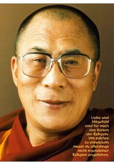 Postkarte spirituell Zitat Liebe und Mitfefühl: H.H. the Dalai Lama