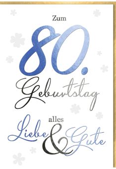 A4 Maxi Geburtstagskarte 80. Geburtstag A4, Kleeblätter