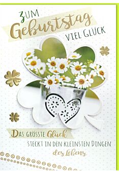 Geburtstagskarte - A4, Maxi, XXL Gänseblümchen im Kleeblatt