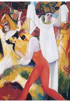Kunstpostkarte August Macke - Pierrot mit Tänzerpaar