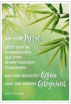 Postkarte Lebensweisheit Spruch Das Wort Krise setzt sich im Chinesischen