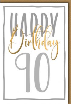 Geburtstagskarte 90 Jahre Happy Birthday hochwertig geschäftlich