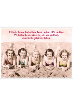 Postkarte Spruch witzig 85% der Frauen finden ihren Arsch zu dick