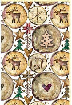 Weihnachtskarte Naturkarton Motiv Holzscheiben
