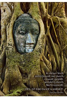 Postkarte spirituell: Der Buddha und der Baum