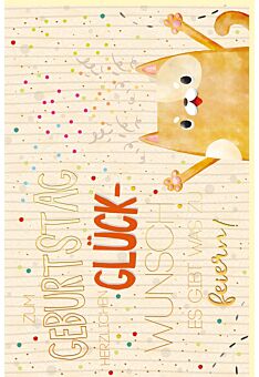 Geburtstagskarte Green Line Katze, Zuckerrohrpapier