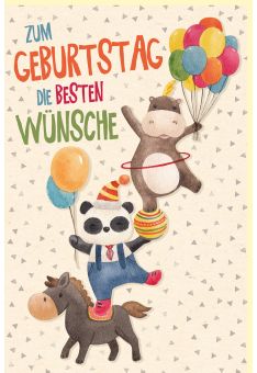 Geburtstagskarte Zuckerrohrpapier Motiv Tierpyramide