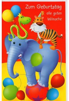 Karte Kindergeburtstag Tiere alle guten Wünsche
