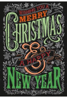 Weihnachtspostkarte: wishing you a merry christmas & a happy new Year