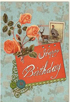 Geburtstagskarte retro Happy Birthday retro vintage Blume
