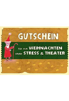 Weihnachtspostkarte: Gutschein für ein Weihnachten ohne Stress und Theater
