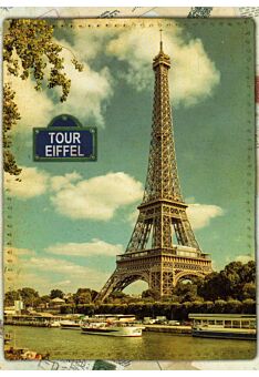 Postkarte Retromotiv Ansichtskarte Souvenirs der Paris - Tour Eiffel