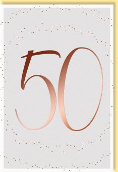 Geburtstagskarte zum 50. Jubiläum mit eleganter Folienprägung auf Naturkarton