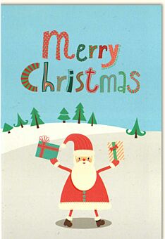 Weihnachtskarte retro Merry Christmas Merry Christmas Weihnachtsmann Himmel blau