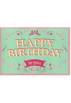 Geburtstagskarte retro Happy Birthday pink rosa retrostil