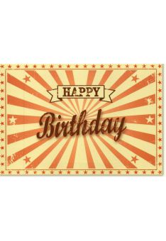 Geburtstagskarte retro happy birthday außen Sterne rot