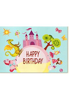 Geburtstagskarte für Kinder Happy Birthday Drache Pferd Schloss