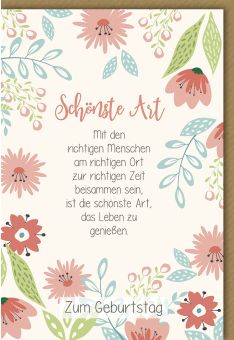Geburtstagskarte liebevoller Spruch Mit den richtigen Menschen