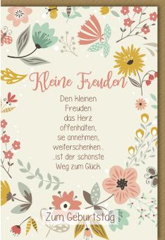 Geburtstagskarte liebevoller Spruch Den kleinen Freuden das Herz offen halten