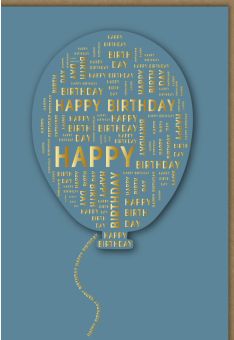 Geburtstagskarte blau Happy Birthday hochwertig Midoro Typo