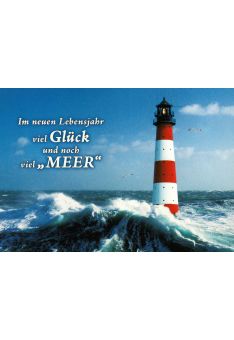 Geburtstagspostkarte: viel Glück und noch viel "MEER"