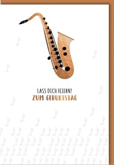 Glückwunschkarte Geburtstag Hobby Saxophon und Noten