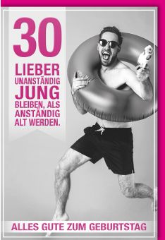 30. Geburtstagskarte lustig Mann mit Schwimmreifen