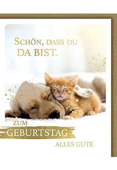 Glückwunschkarte Geburtstag Snapshot Katze Hund Schön, dass du da bist