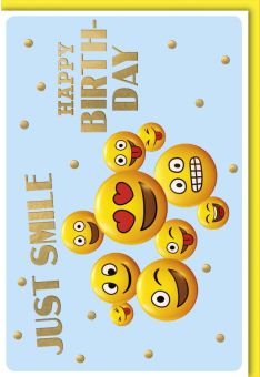Geburtstagskarte mit Emoji Just Smile