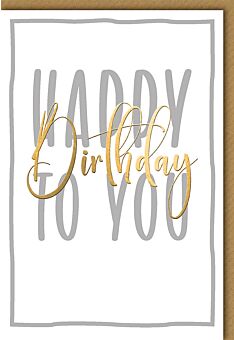 Glückwunschkarte Geburtstag Happy Birthday silber/gold Kuvert Kraftpapier