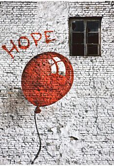 Kunstpostkarte The red ballon of hope