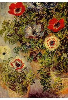 Kunstpostkarte Claude Monet - Anemonen in einer Vase