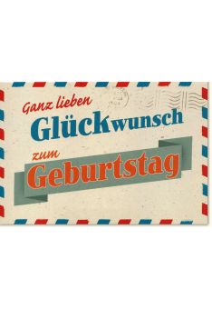 Geburtstagskarte retro Ganz lieben Glückwunsch...