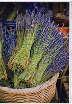 Karte blanko: Korb mit Lavendel