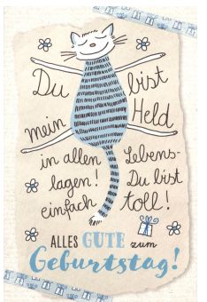 Karte Geburtstag Katze Du bist mein Held