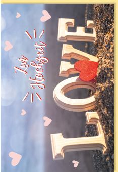 Glückwunschkarte Hochzeit Zur Hochzeit Love, Love-Schriftzug und Herz
