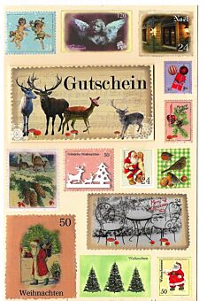 Karte Weihnachten Gutschein Briefmarken