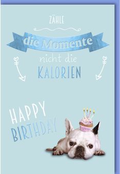 Geburtstagskarte lustig Mops mit Cupcake