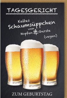 Geburtstagskarte für Männer drei Biergläser, Schaumsüppchen