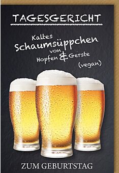 Geburtstagskarte für Männer drei Biergläser, Schaumsüppchen