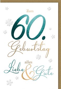 Geburtstagskarte 60 Geburtstag Schreibschrift Kleeblätter hochwertig