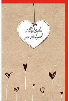 Hochzeitskarte Alles Liebe zur Hochzeit, Naturkarton, mit roter Metallicfolie