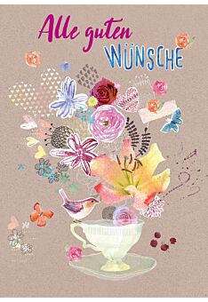 Postkarte Spruch Illustration Tasse Alle Guten Wünsche