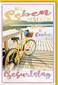 Geburtstagskarte Spruch Fahrrad am Steg