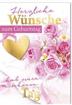 Geburtstagskarte - A4, Maxi, XXL rosa Rosen mit Gänseblümchen