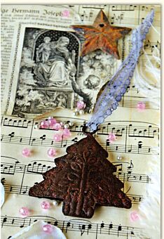 Weihnachtskarte Traditionell Merry Christmas Musiknote Baum Stern