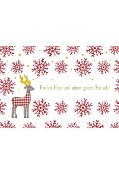 schöne Weihnachtskarte Elch Geweih gold Frohes Fest