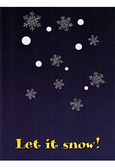 Weihnachtspostkarte blau: let it snow!