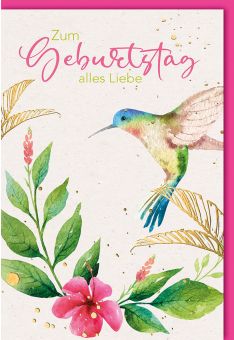 Geburtstagskarte aquarell Kolibri aquarell