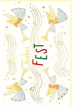 Weihnachtsgrußkarte Goldfolie und Blindprägung vier Engel